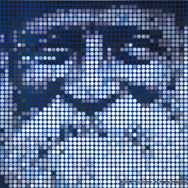 buber blau pointillism painting by Paul Kolker. Copyright 2009