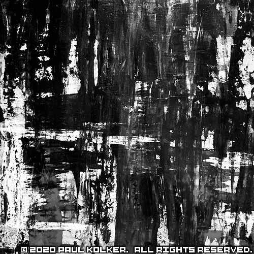 Paul Kolker abstract painting overpainted tears noir op.4, 2020