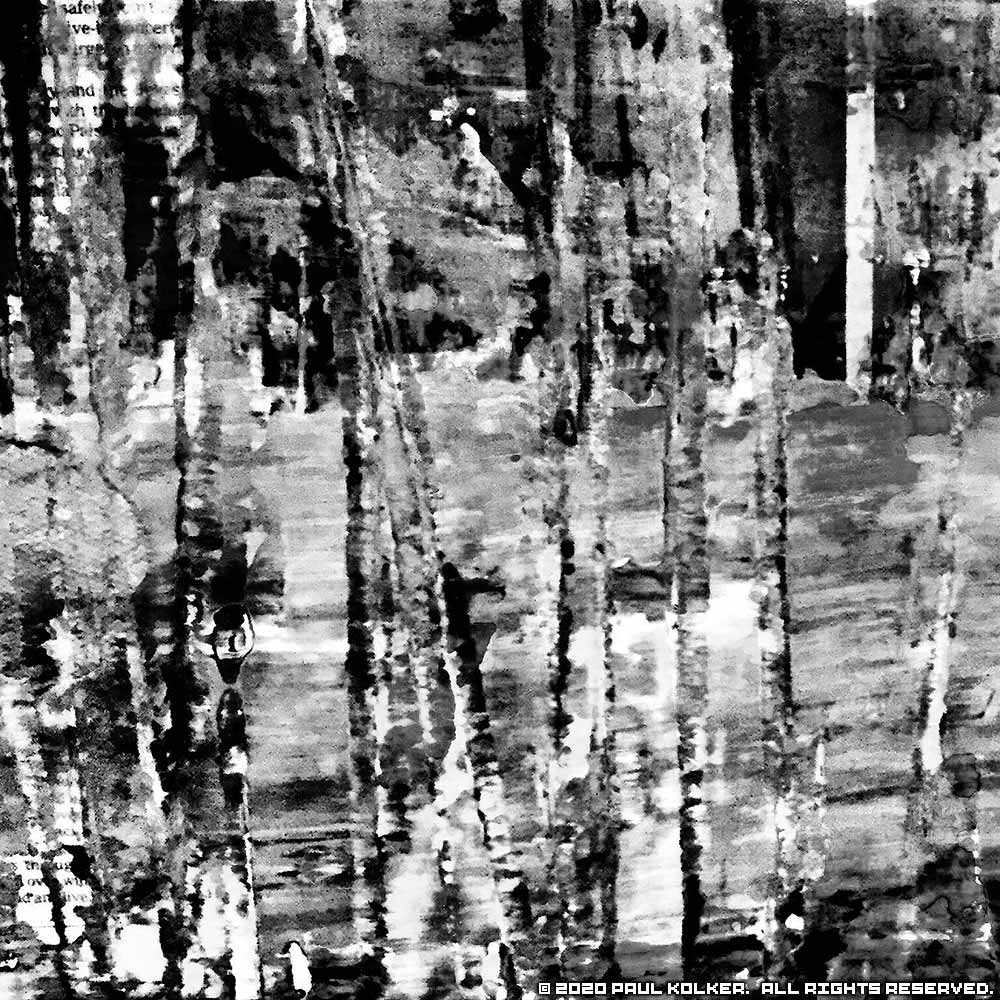 Paul Kolker - deep in the woods decalcomania noir, 2020