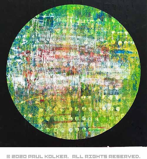 Abstract Painting, ibn ezra’s orbs decalcomania bezold noir op.5, 2020