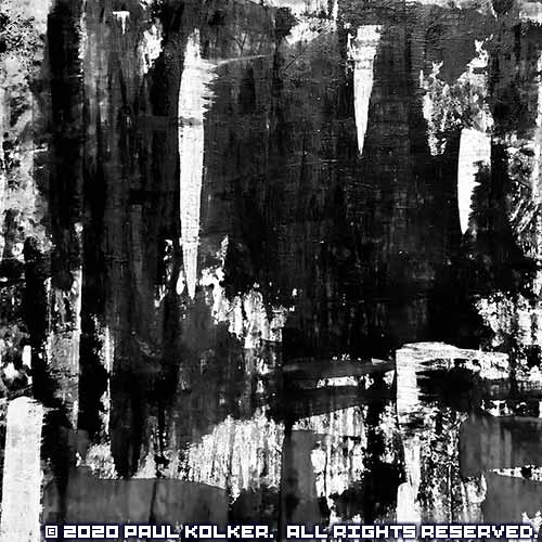 Paul Kolker abstract painting, overpainted tears noir op.2, 2020