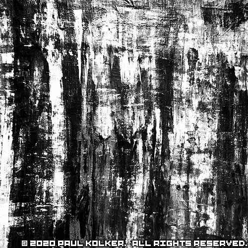 Paul Kolker abstract painting overpainted tears noir op.6, 2020