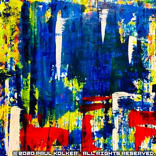 Paul Kolker's abstract painting, overpainted tears op.1, 2020