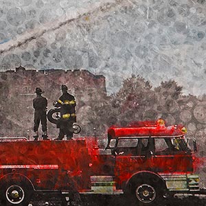 Paintings Which Speak to Me… Grandpa Murray and His Amazing ‘Fire Engine Red’ Super Pumper